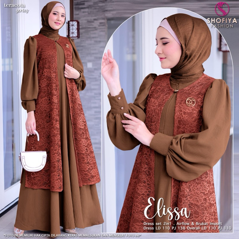 Elissa Set // Setelan 2in1 Dress dan Outer Brokat Outfit Kondangan