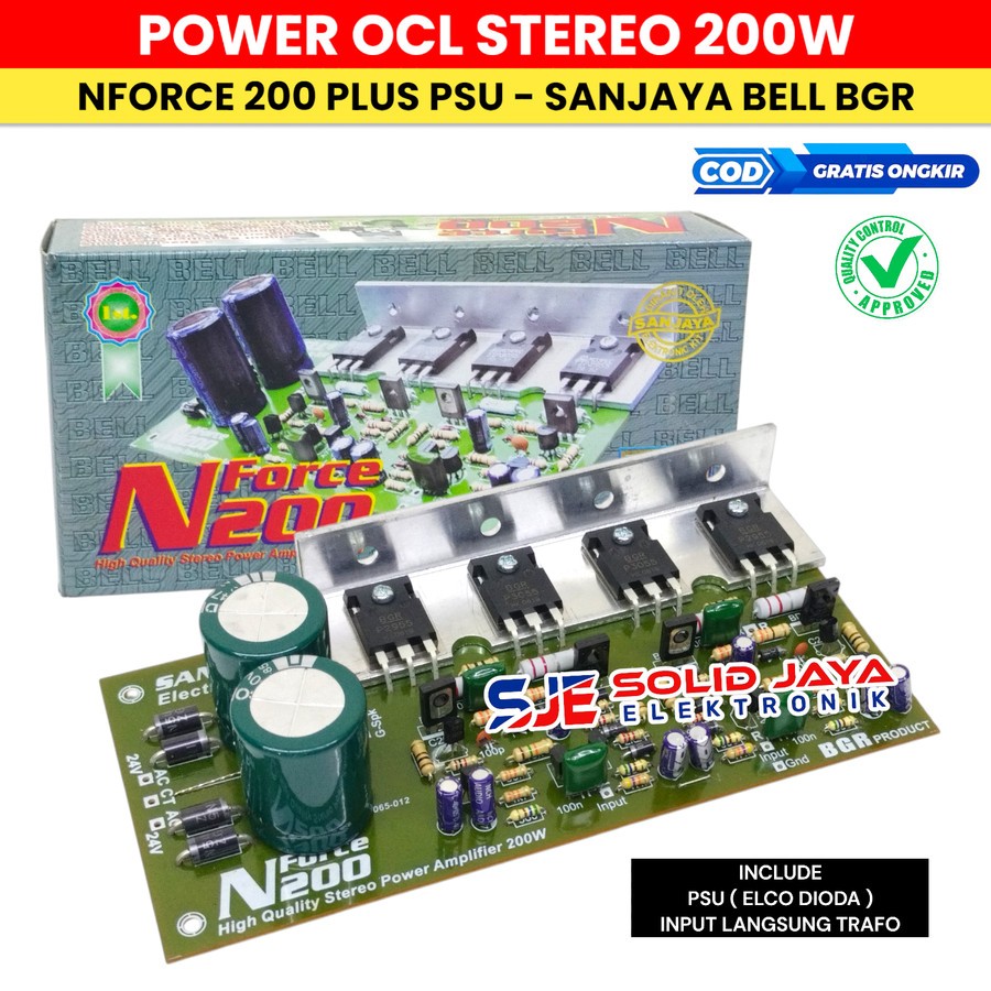 KIT POWER STEREO 200W NFORCE N FORCE N200 PLUS PSU SANJAYA BELL BGR N-200 N 200 AMPLIFIER STEREO AUD
