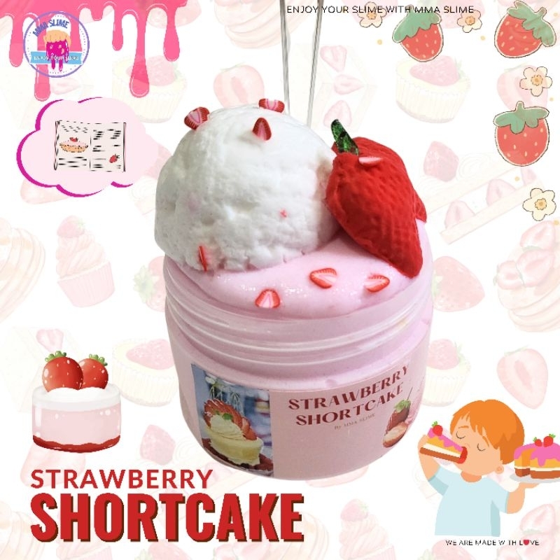 SLIME STRAWBERRY SHORTCAKE SLIME CAKE SLIME STRAWBERRY SLIME KUE SLIME DESSERT SLIME SLIME TANGERANG