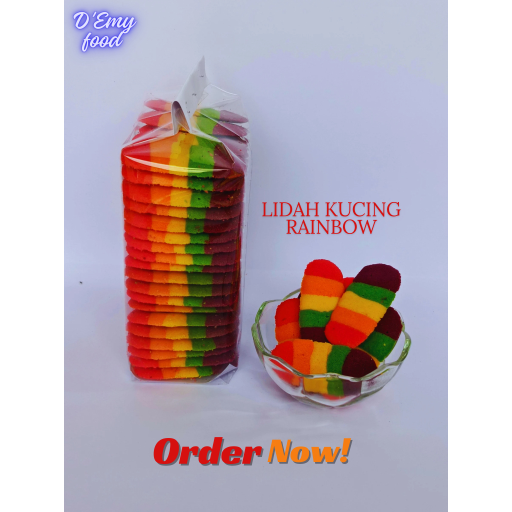 

kue lidah kucing rainbow 500gram, enakk dan renyahh..!!