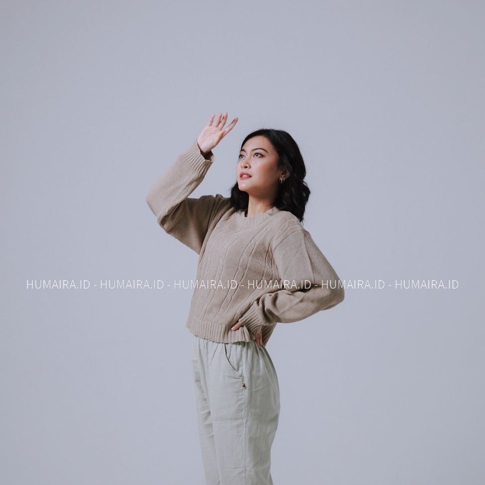 Hana motif cable sweater rajut wanita crop baju rajut atasan wanita korean style