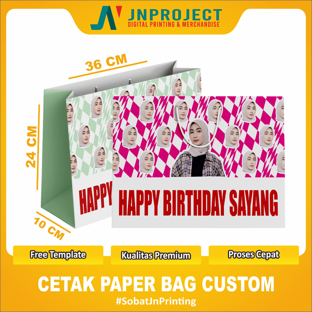 

Custom Paper Bag Kado Muka Foto Sendiri | Termurah