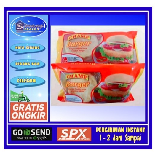 

Burger Champ 315g, Isian Burger,isi 6 Daging Burger, Serang Frozen