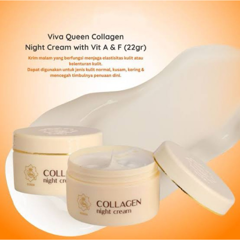 VIVA Collagen Night Cream 22gr Bpom & Halal / Cream Malam Viva Collagen