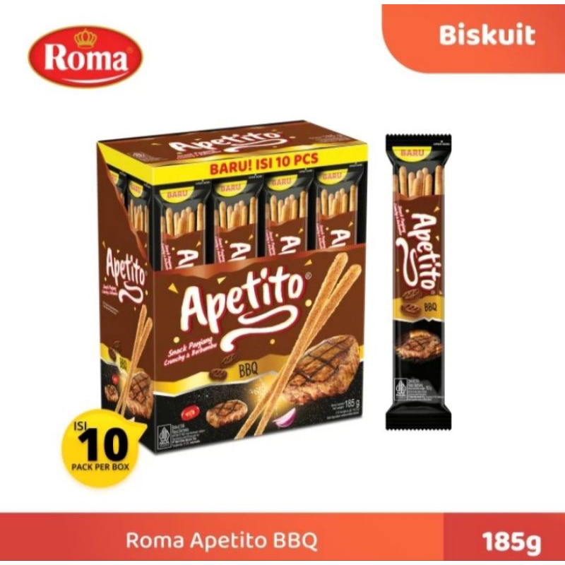 

ROMA APETITO STIK BISKUIT RASA BBQ/ SOUR CREAM ISI 10 PCS@18,5GR