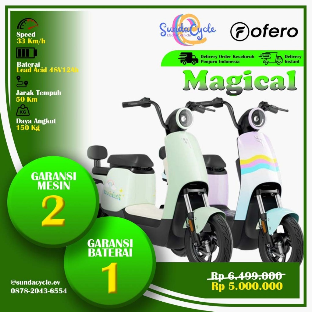 SEPEDA LISTRIK 500 WATT OFERO MAGICAL DESIGN KEREN MURAH MERIAH