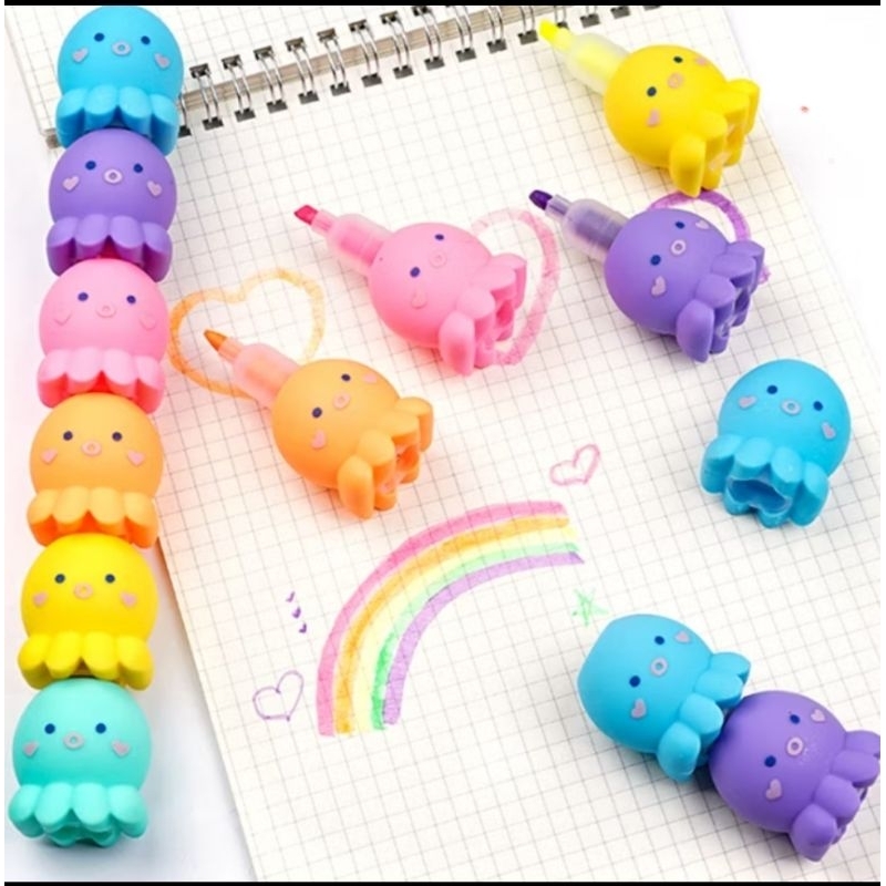 

Stabilo Pastel Lucu / Highlighter Tumpuk 1 Set / Textliner Motif Karakter Lucu