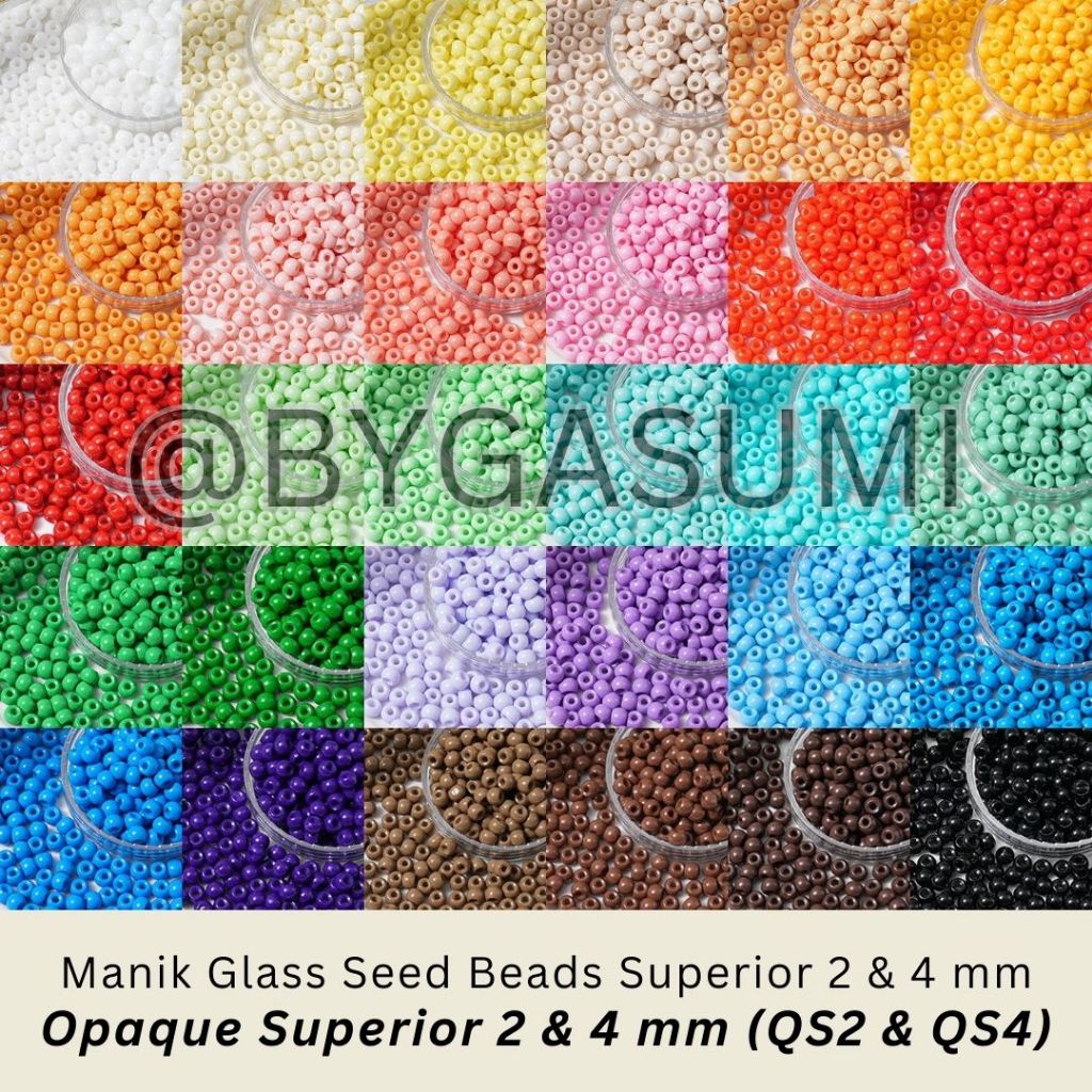 (QS4) 4 mm 11/0 10 & 50 Gram Manik Opaque Kualitas Superior Ukuran Seragam Glass Seed Beads Biasa Do