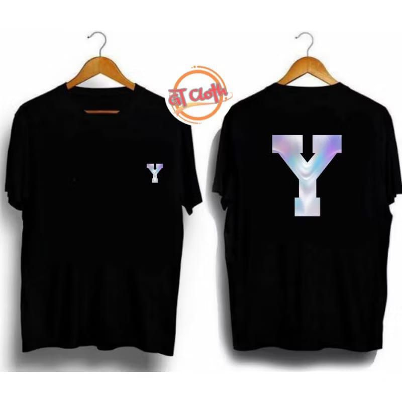 T-SHIRT KAOS DISTRO INISIAL HURUF Y HOLOGRAM / unisex