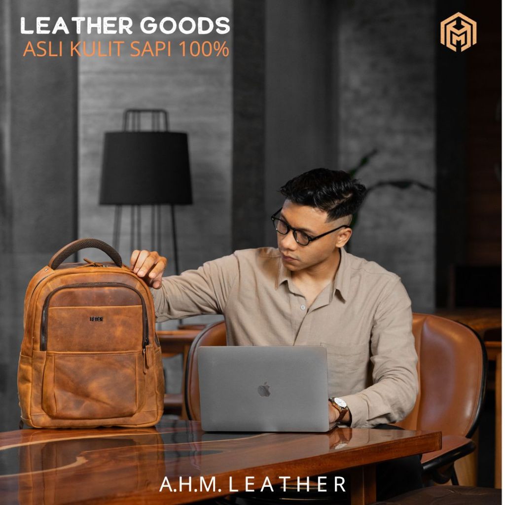 Tas Rangsel Ransel Backpack Bodypack Punggung Kulit Sapi Asli Tidak Mengelupas Original Buatan Dalam