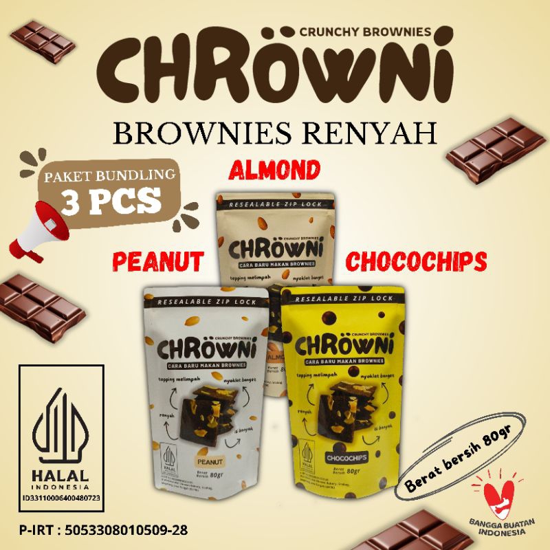 

Chrowni 80gr Brownies Renyah Bundling 3pcs
