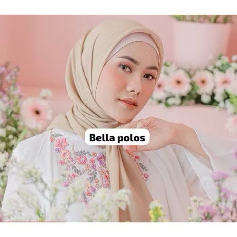 hijab bella square anti letoy warna cream murah,hijab segiempat,hijab bestseller, hijab katun poly ,