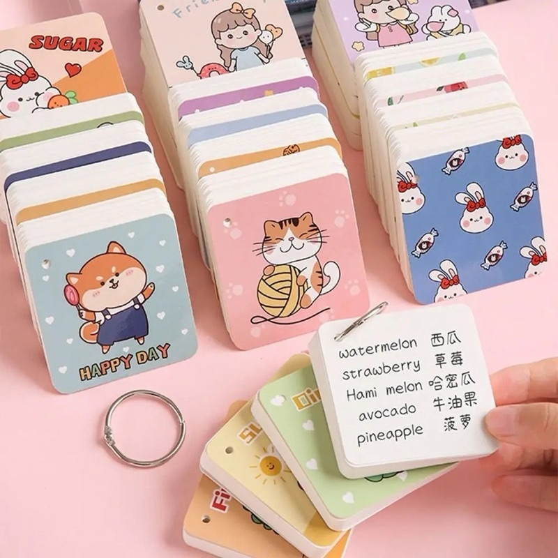 

Notebook Ring Mini Motif Kartun / Buku Catatan Kecil / Flashcard