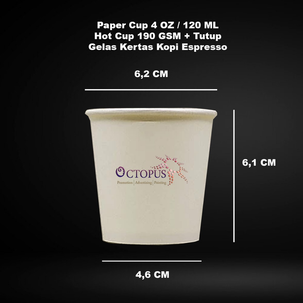 Paper Cup 4 oz / 120 ML - Hot Cup + Tutup - Gelas Kertas Kopi Espresso