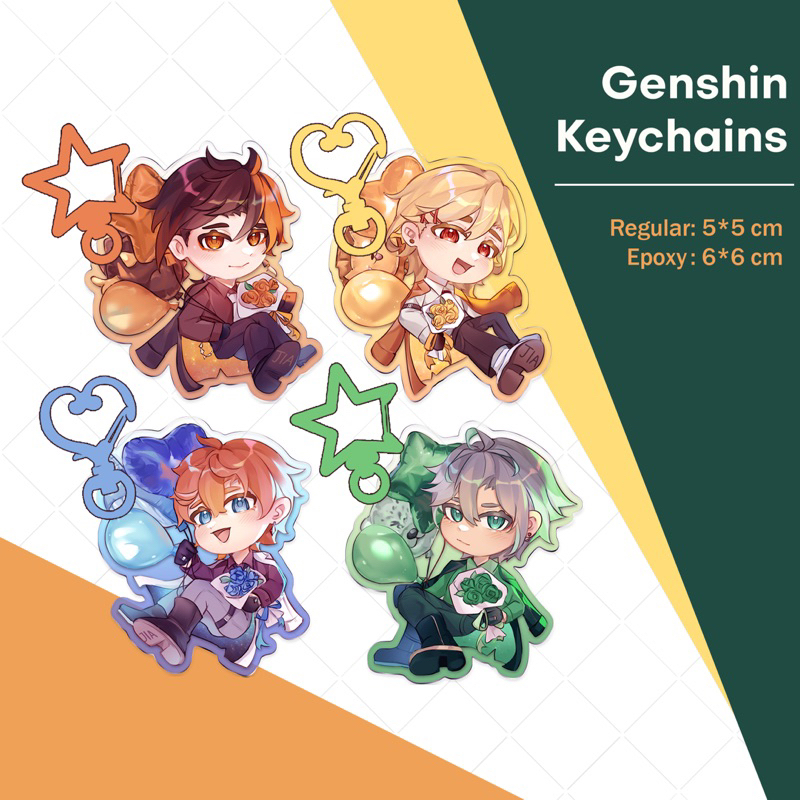 Genshin Keychain - Zhongli, Childe, Kaveh, Al Haitham