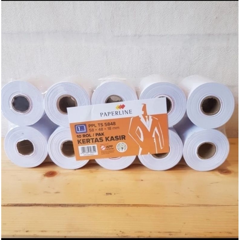 

Paperline Kertas Kasir / Tellstrook 58 x 48 x 18 mm - Pack isi 10 Roll.