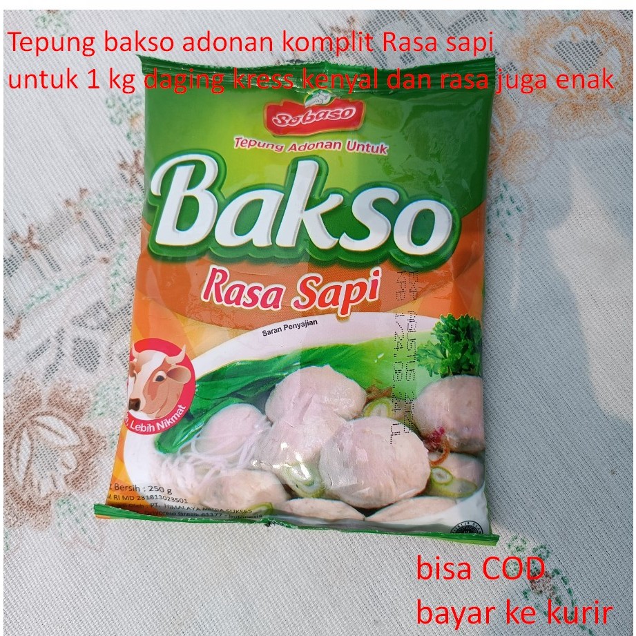 

Tepung bakso adonan komplit Rasa sapi untuk 1 kg daging kress kenyal dan rasa juga enak