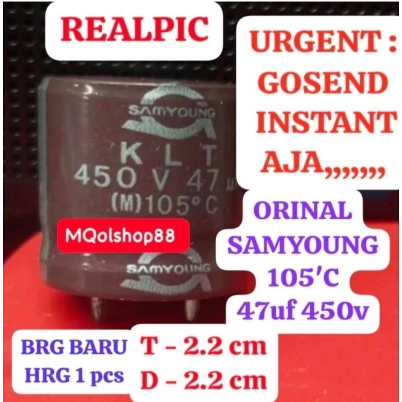 450v 47uf SAMYOUNG ORIGINAL elco kapasitor ECO 450v/47uf
