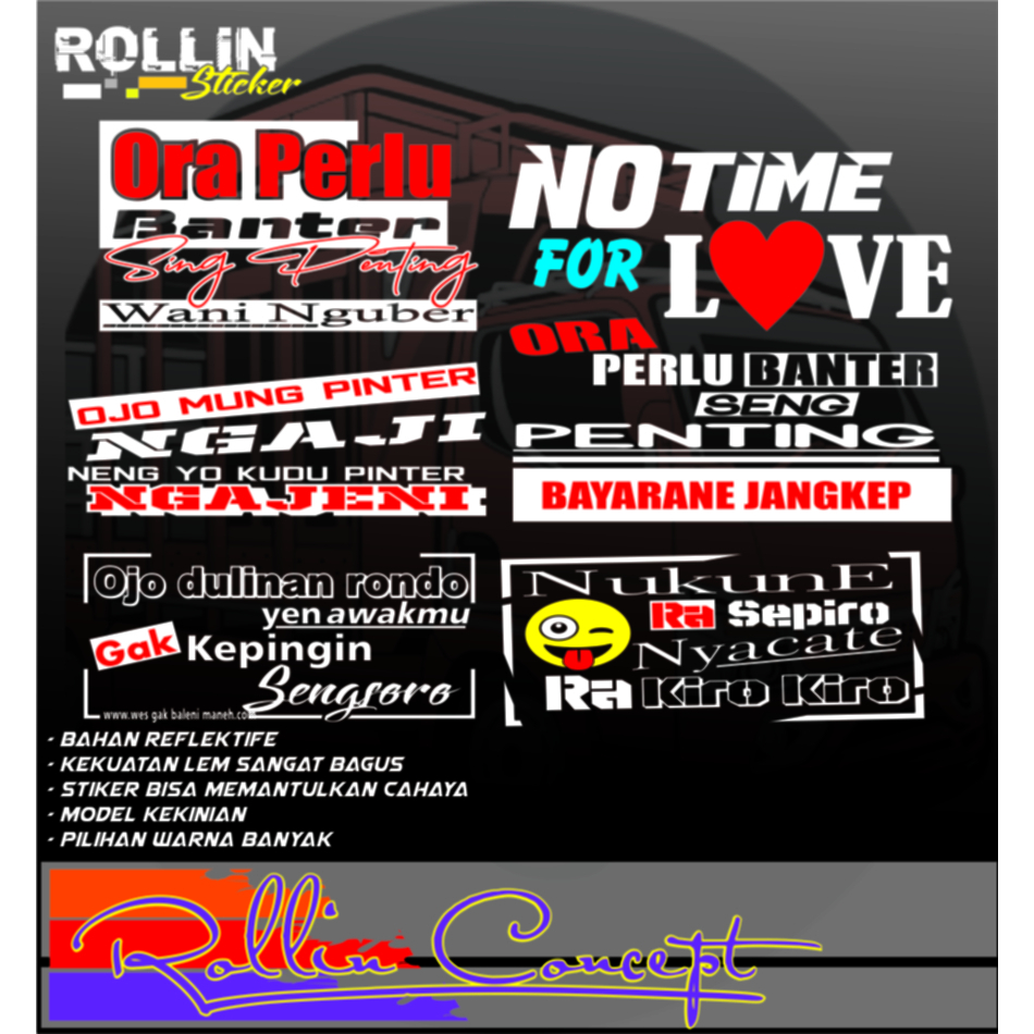 Stiker kaca mobil truk pickup stiker cutting variasi kata-kata campur mobil truk pickup dll