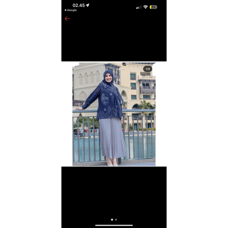 PL Linggam top Navy  set Hijab Jamila Humaila