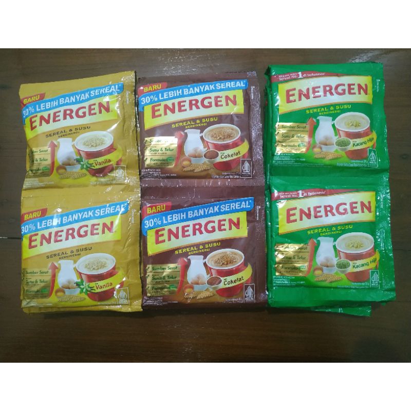 

Energen Sereal Cokelat Vanila Kacang Hijau Renceng Isi 10 pcs