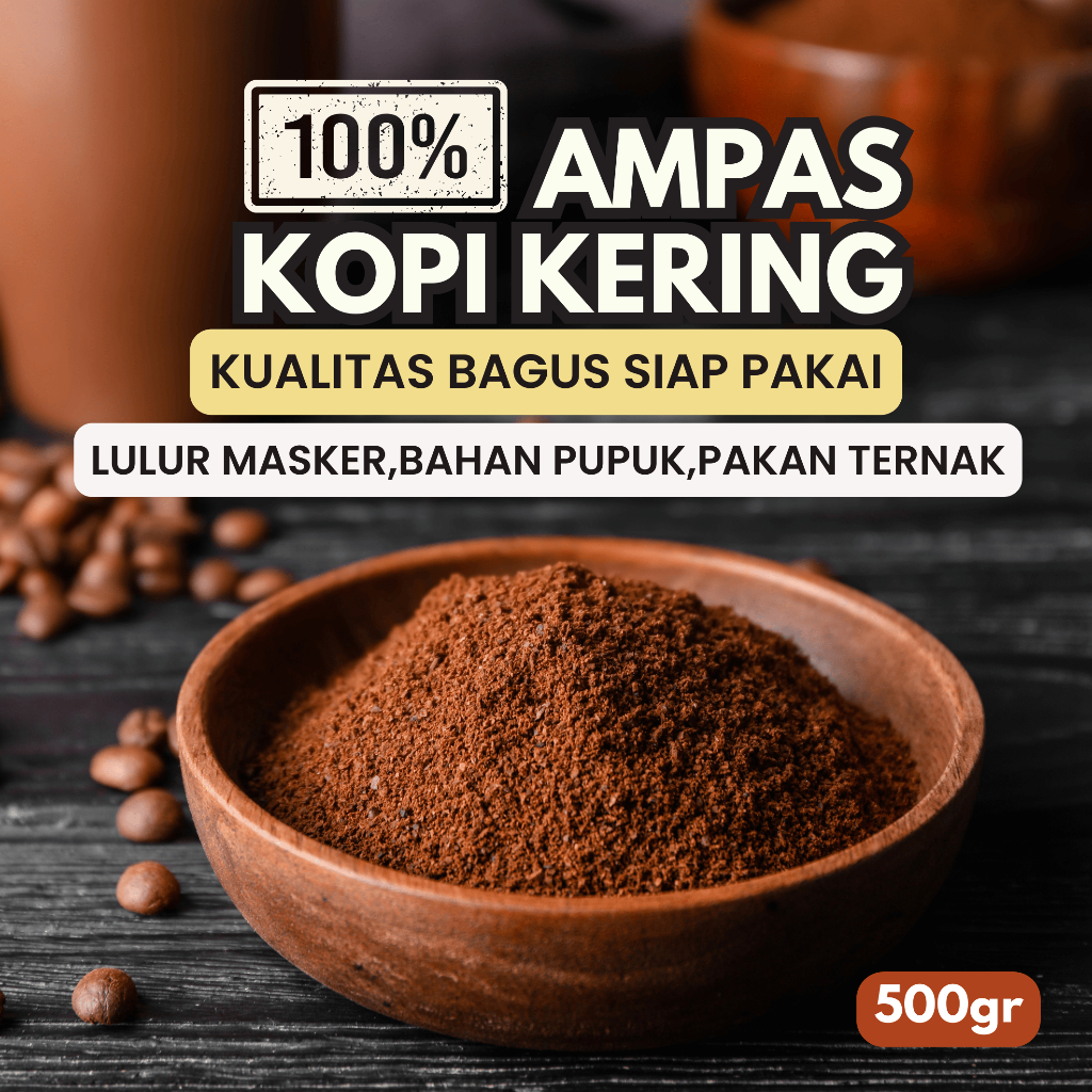 

Ampas Kopi Murni Kering Fresh Serbaguna Kemasan 500g 100% Kopi Murni Tanpa Campuran