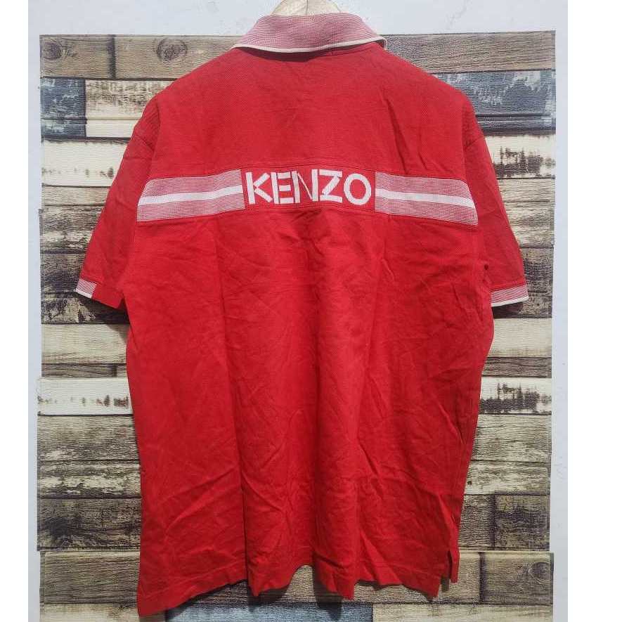 Kenzo Golf Backhit Logo Polo Shirt Single Pocket Red Original ( Size L )