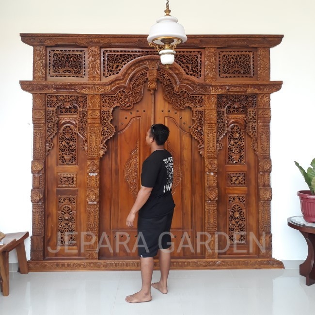 Pintu Gebyok Ukuran 3 Meter Kayu Jati Ukir Jepara