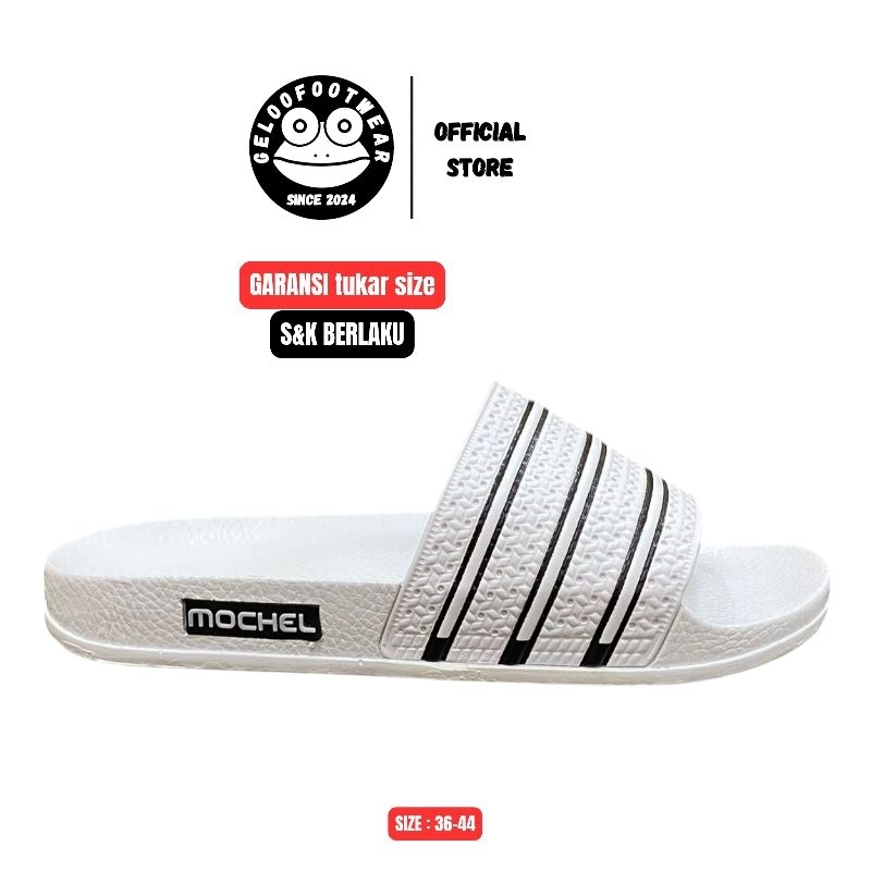 MOCHEL Sendal Selop Pria Wanita Anti Slip Ringan Terkini Warna Putih