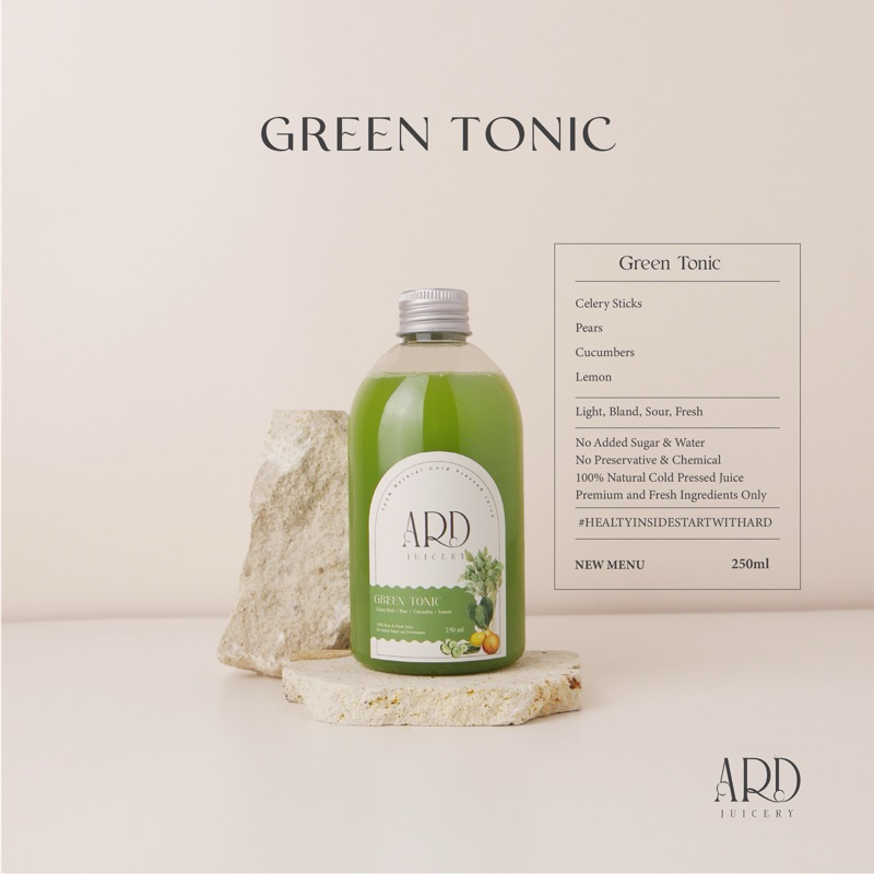 

[NEW!] GREEN TONIC 250ml - ARD Juicery Cold Pressed Juice 100% Fresh and Natural