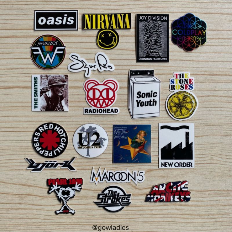 

Sticker Band Pop Rock Alternative isi 19 pcs Stiker laptop tumblr case hp