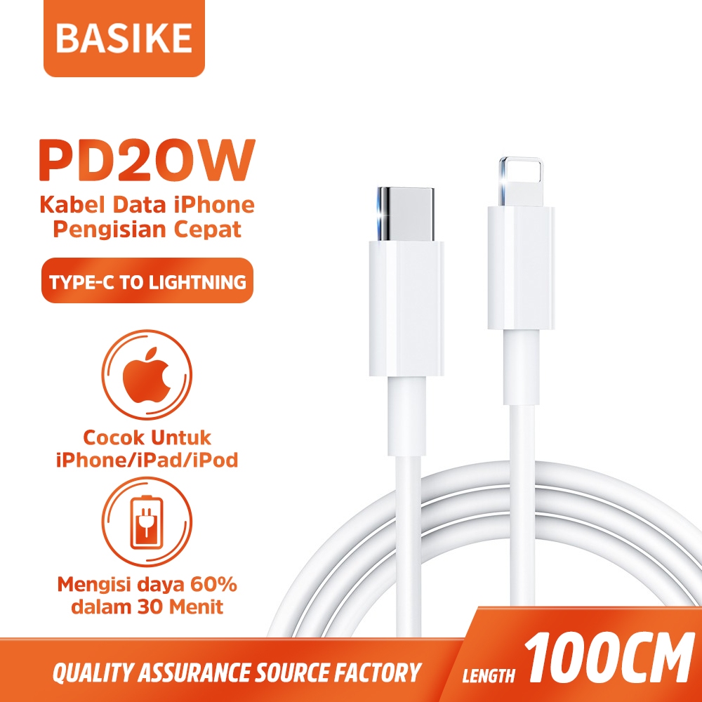 (HOT)BASIKE Kabel Data iPhone Fast Charging PD 20W Type C to Lightning for  hp iPhone 7-16 Original