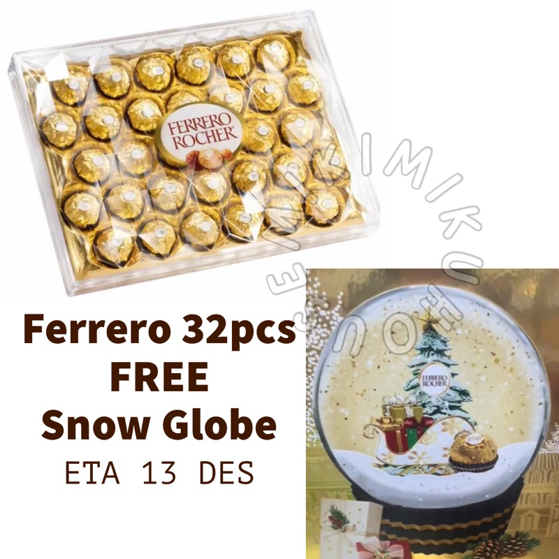 

FERRERO ROCHER 32 PCS FREE SNOW GLOBE CHRISTMAS FERRERO ROCHER T32 32 PCS COKLAT SINGAPORE PAKET NATAL SINGAPUR SG POHON NATAL HIASAN FIGURE HAMPERS GIFT 2024