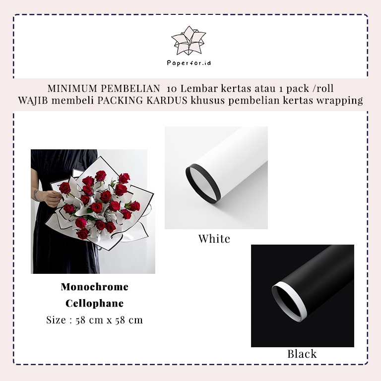 

ECER Kertas Buket Bunga Cellophane MONOCHROME perlembar