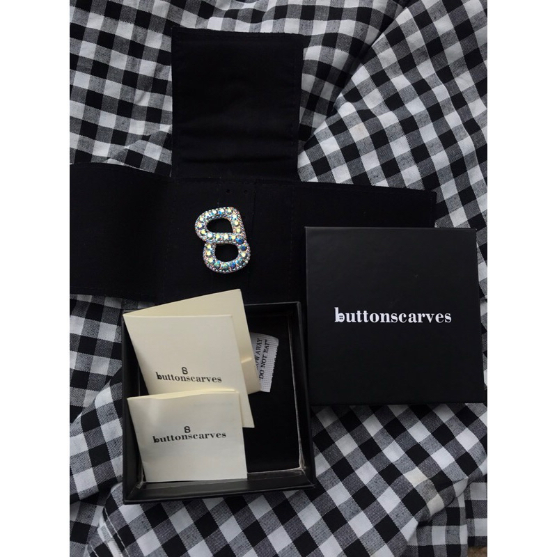 preloved luxe signature gleaming brooch buttonscarves baby blue