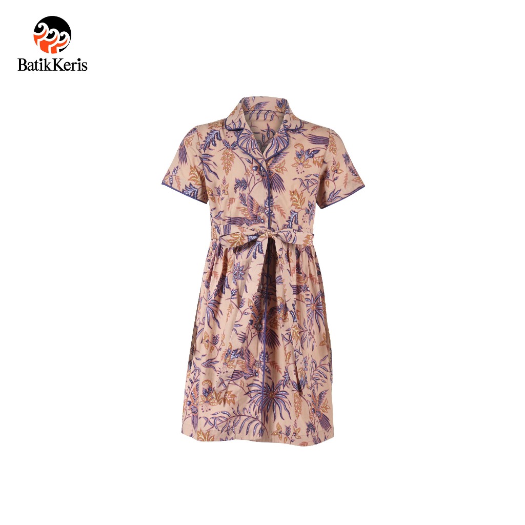 Dress Batik Anak Lengan Pendek Motif Keris Alas-Alasan Peksi Katon