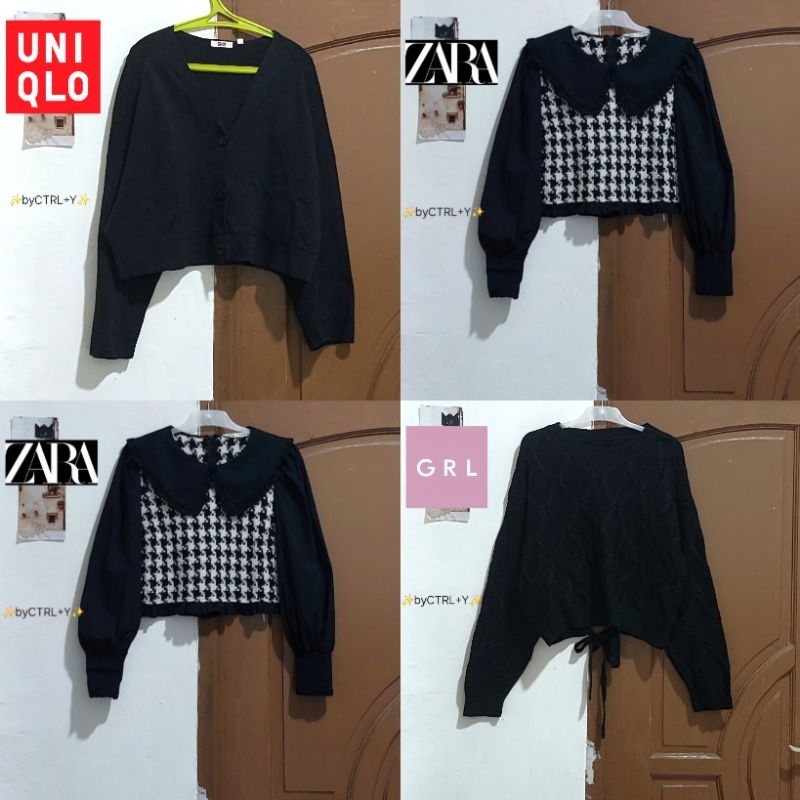 [PRELOVED] BLACK CARDIGAN/ SWEATER / VEST 2IN1 RAJUT CARDI SWEATER HITAM LENGAN BALON LIDI KEPANG HA