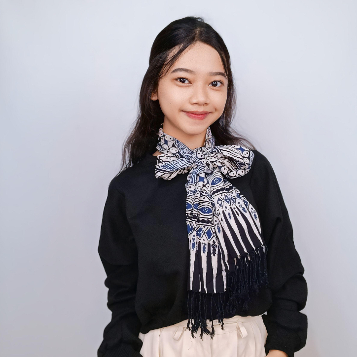 syal batik biru  batik cap