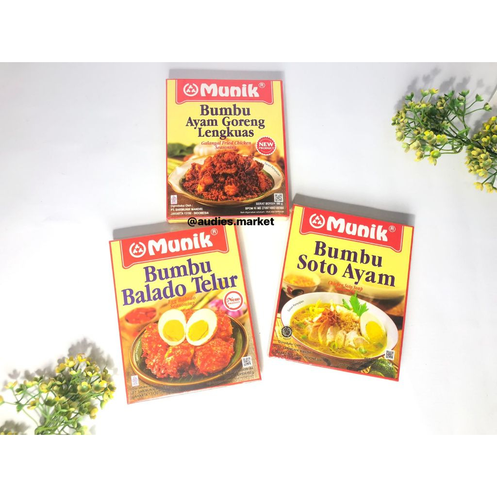 

Bumbu Instant MUNIK Siap Masak / Bumbu Masak Instant MUNIK Banyak Pilihan Halal 100%
