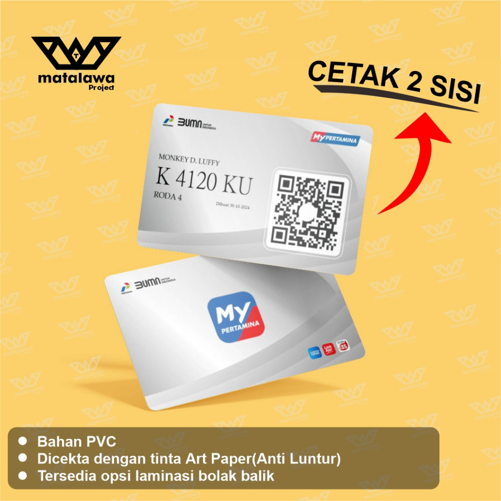 

KARTU MY PERTAMINA BARCODE CARD Bahan PVC Card Tebal Cod