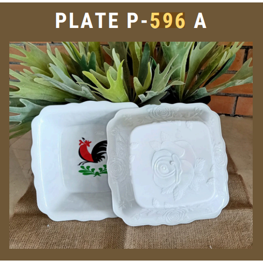 Piring , mangkok persegi Plastik Harga Per Lusin Isi 1 Pcs / Piring Murah / Piring Putih Cap Ayam Cl