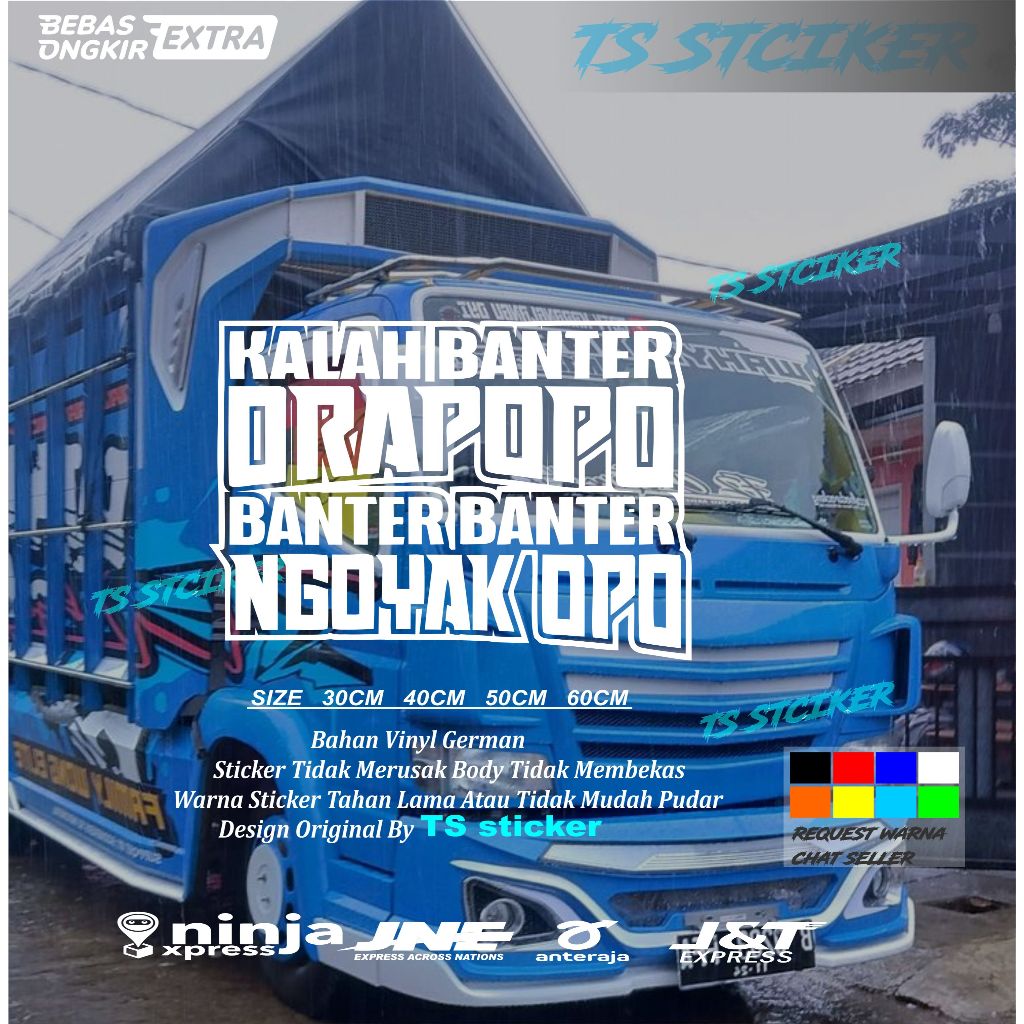 stciker ora popop ora banter banter banter ngoyak opo bisa cod da di pasang di semua kaca mobil univ