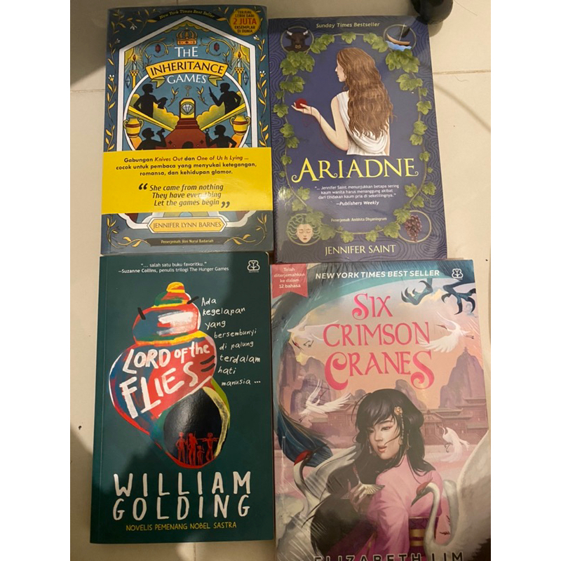 preloved buku ariadne | the inheritance games | six crimson cranes | lord of the flies