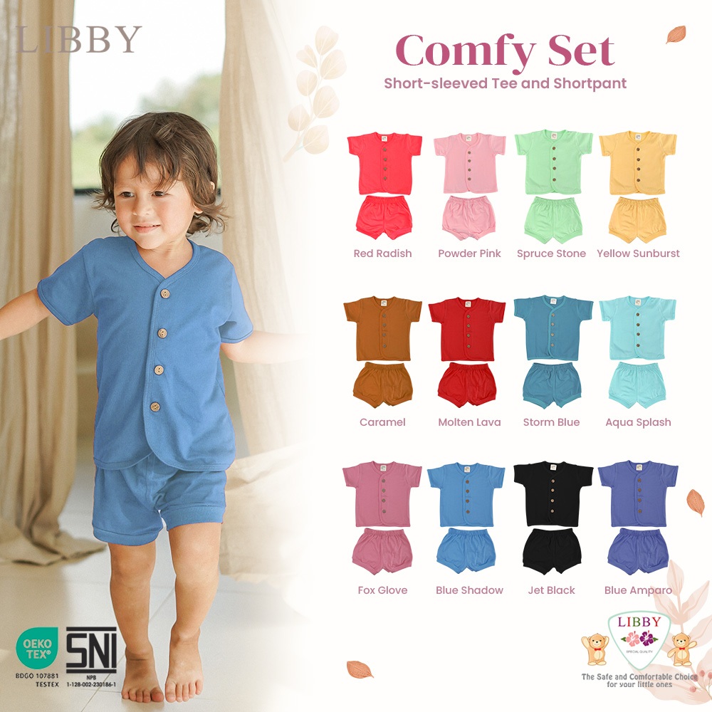 LIBBY Piyama Bayi-Setelan Pendek Bayi-Baju Tidur Bayi-LIBBY EARTH COMFY SET (1 Stel)