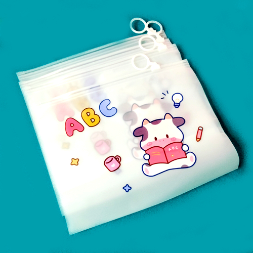 

Tas Pouch Kosmetik Tempat Pensil ziplock Transparan Motif Karakter lucu
