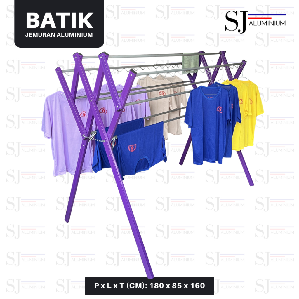 Jemuran BATIK - Jemuran Baju Aluminium - Jemuran Pakaian Aluminium - Jemuran Handuk Lipat - Jumbo 18