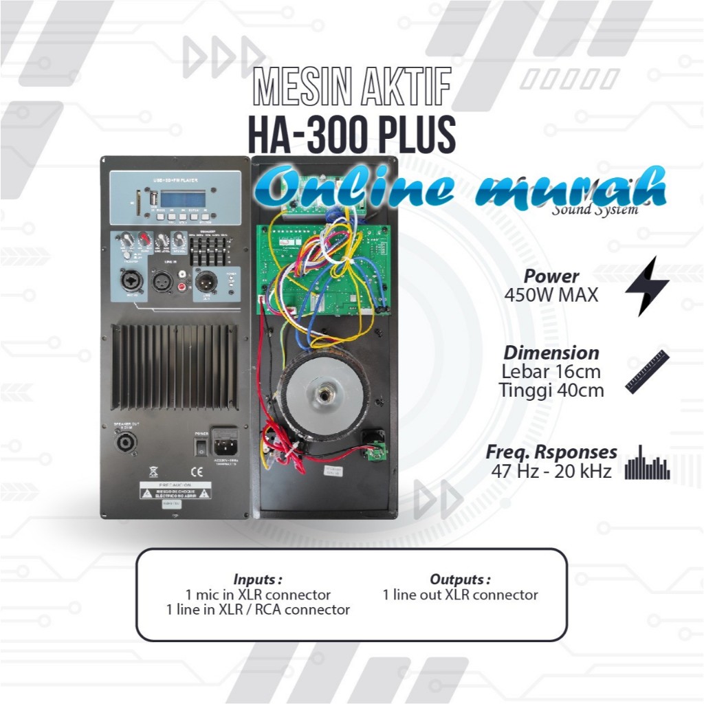 mesin speaker aktif power kit aktif ha300 plus / ha 300 plus original