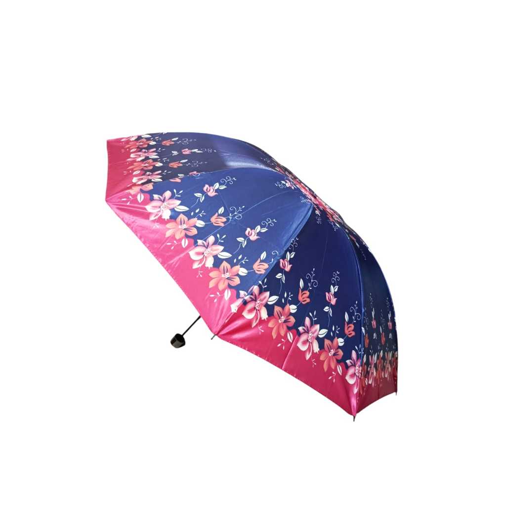 Rosida Payung Lipat Jumbo Lebar Motif Kembang Murah Kokoh Satin Anti UV Angin Waterproof  Rangka 10 