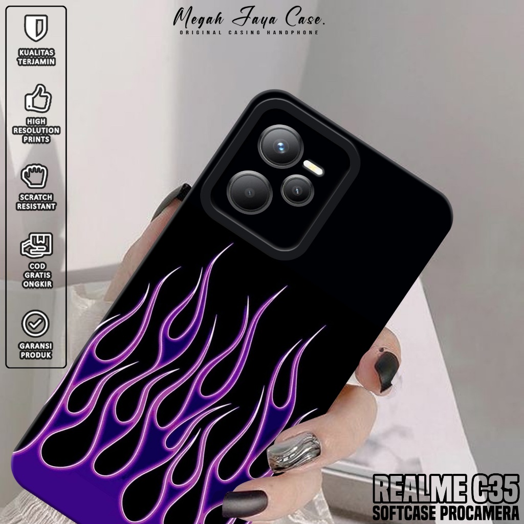 Case Realme C35 - Softcase Hp Realme C35 Motif FIRE - Silikon Hp Realme C35 - Kondom Hp Realme C35 -
