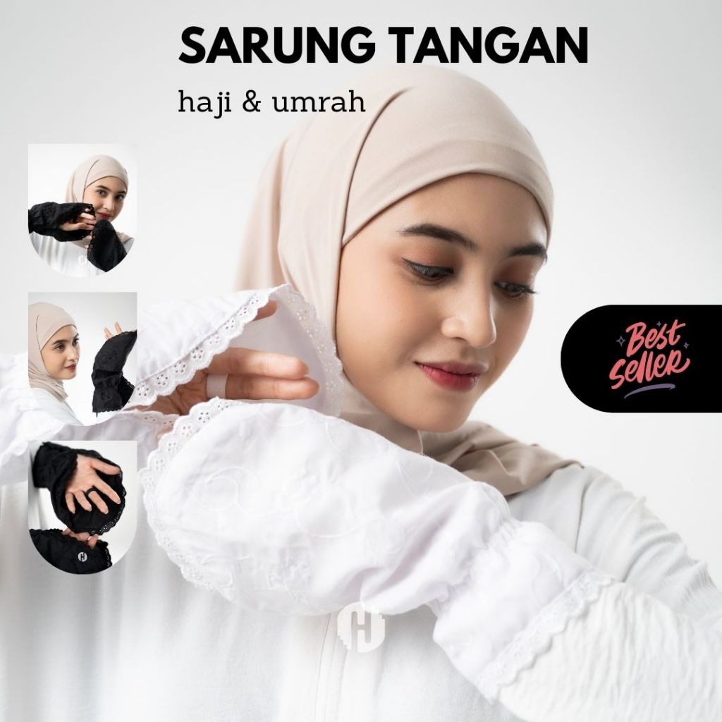 Hiban Signature Sarung Tangan Katun Jepang Muslimah Perlengkapan Haji Umroh Wanita Lengkap